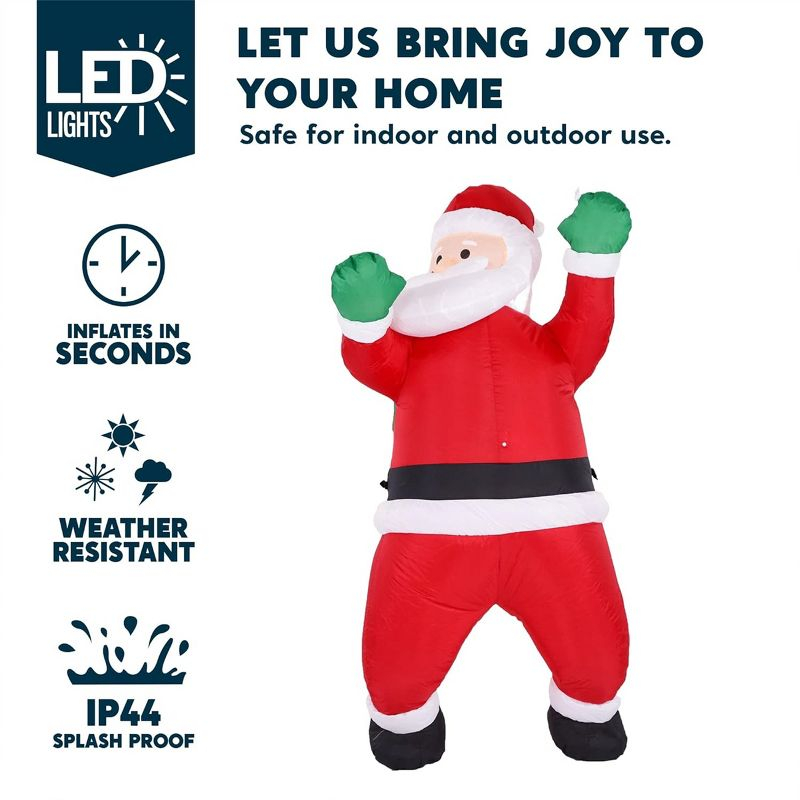 JOYFY 5.5 FT Christmas Inflatable Hanging Climbing Santa with Gift Bag Decorations for Xmas Party, Outdoor, Yard, Garden, Lawn Winter Decoration