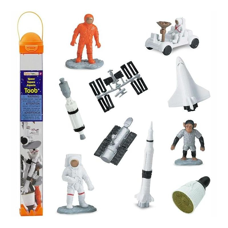 Safari Ltd Space TOOB With 10 Out Of-This-World Toy Figurines, Including 2 Astronauts, 1 Space Chimp, 6 Space Craft, And More! ? For Ages 3 And Up