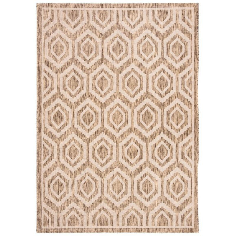 Courtyard CY6902 Power Loomed Indoor and Outdoor Area Rug - Brown/Bone - 4'x5'7" - Safavieh