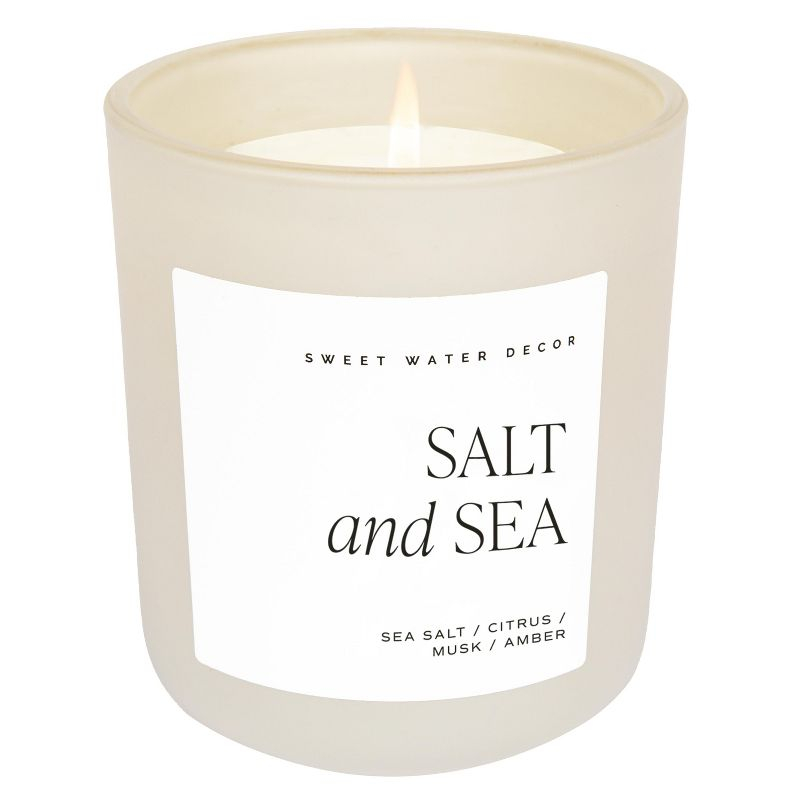 Sweet Water Decor Salt & Sea 15oz Tan Matte Jar Soy Candle