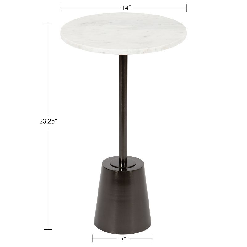 Kate and Laurel Tira Round Metal Side Table, 14x14x24, Pewter and White