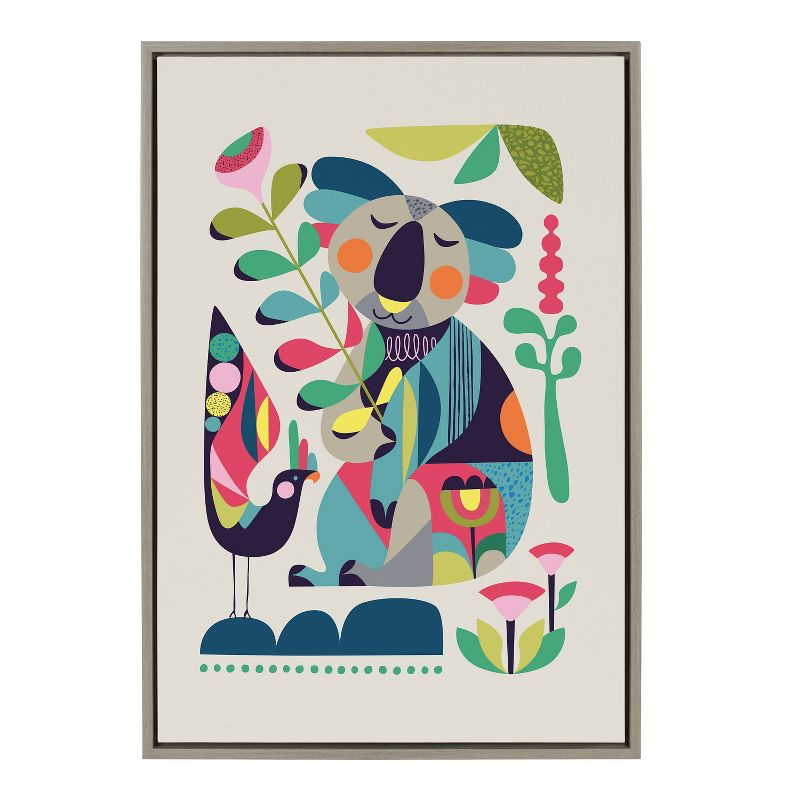 23" x 33" Sylvie Mid-Century Modern Koala Framed Canvas by Rachel Lee Gray - Kate & Laurel All Things Decor: Vertical Wall Art