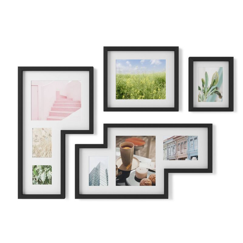 Mingle Gallery Picture Frames Set Black - Umbra: Modern Wall Collage, Multi-Size Photo Display, Sawtooth Mount