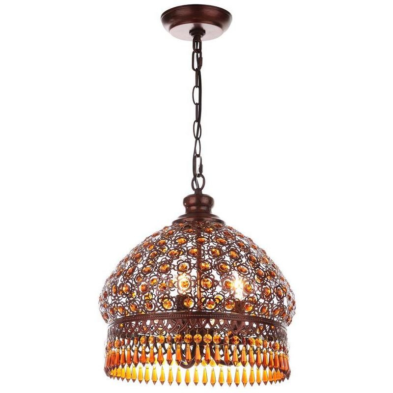 Su Lightan Jeweled Pendant Lamp - Dark Bronze/Amber - Safavieh.