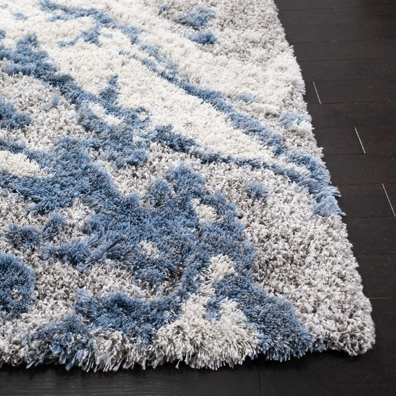 Horizon Shag 800 HZN890 Machine Made Area Rug - 5'x5' - Grey/Blue - Safavieh