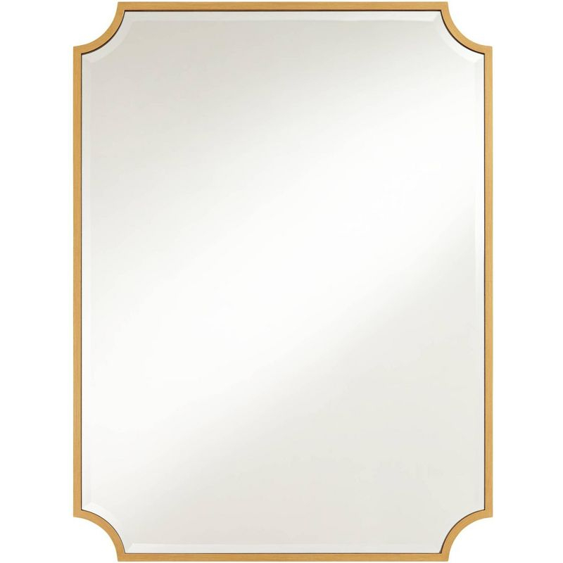 Noble Park Jacinda Rectangular Vanity Decorative Wall Mirror Modern Beveled Rounded Cut Edge Gold Frame 30" Wide for Bathroom Bedroom Living Room Home