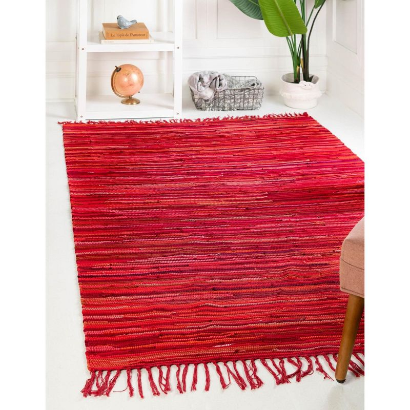 Unique Loom 5' 0 x 8' 0 Striped Chindi Cotton Rectangle Area Rug