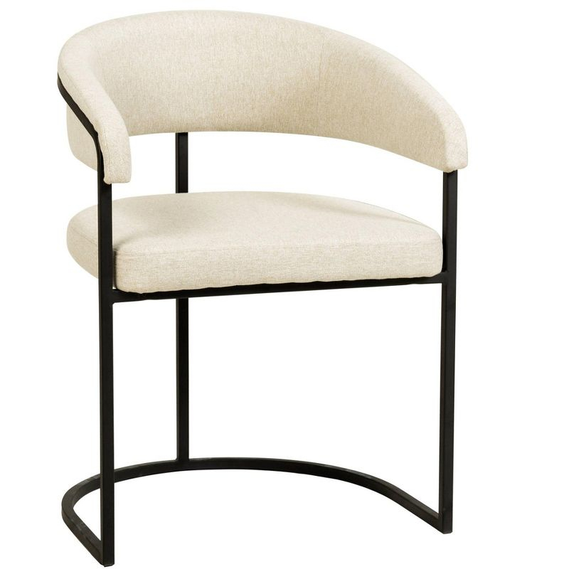 LeisureMod Aero Modern Curve-Back Dining Arm Chair with Leather Upholstery and Metal Legs – Accent Seating for Dining Rooms, Kitchens, or Offices