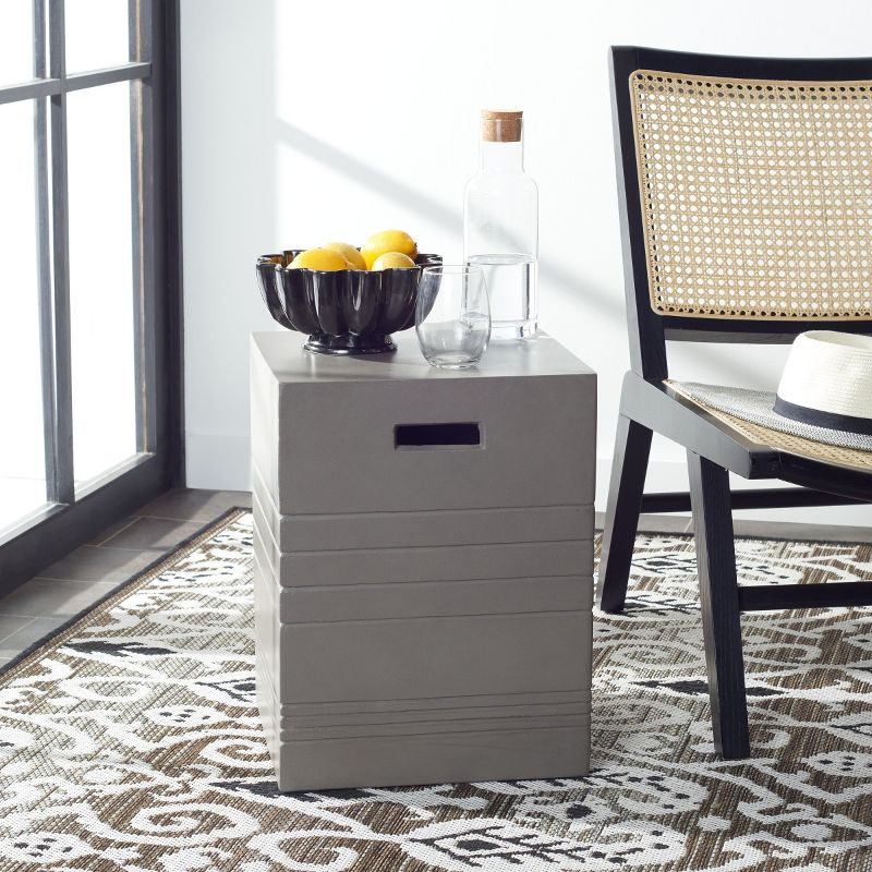 Deidara Concrete Accent Stool - Indoor/Outdoor - VNN1031 - Gray - Safavieh