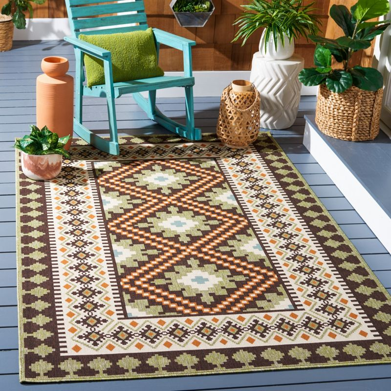 Veranda VER099 Power Loomed Indoor/Outdoor Area Rug - Brown/Terracotta - 5'3"x7'7" - Safavieh.