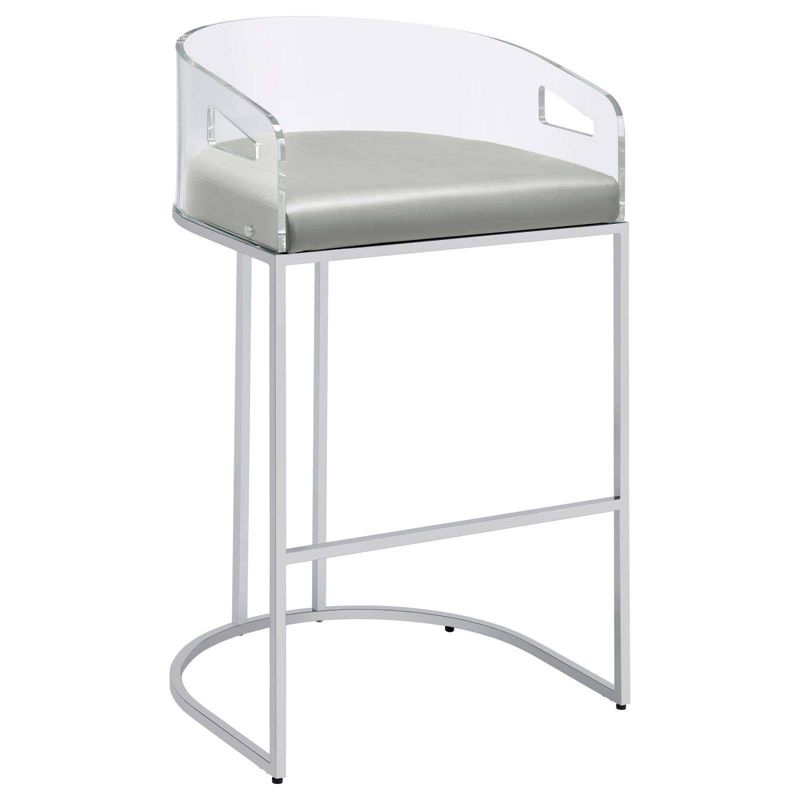 Coaster Set of 2 Thermosolis Modern Acrylic Back Upholstered Bar Stools Gray/Chrome