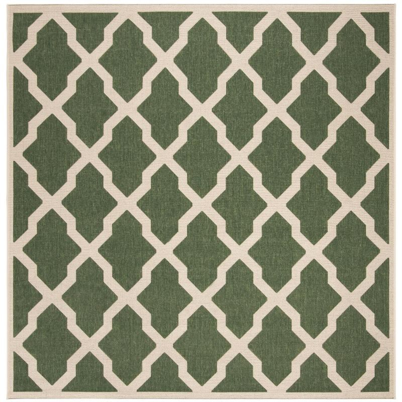 Beach House BHS122 Power Loomed Indoor/Outdoor Area Rug - Green/Creme - 6'7"x6'7" - Safavieh