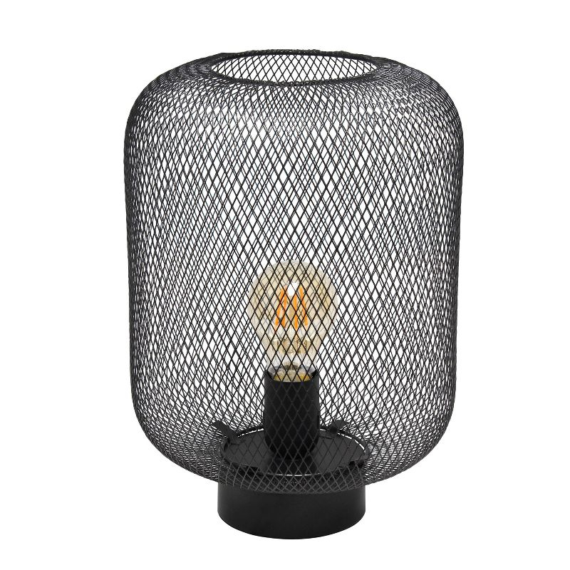 Metal Mesh Industrial Table Lamp Black - Simple Designs: ETL Listed, No Assembly Required