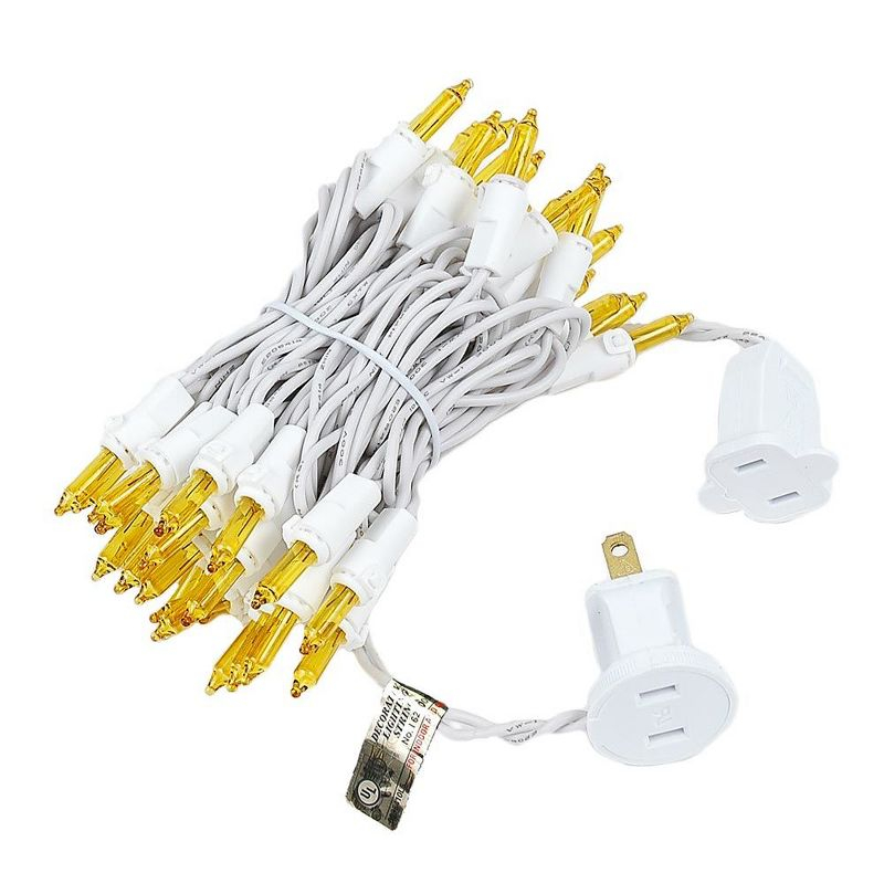 Novelty Lights Yellow 50 Light Incandescent Mini Christmas String Lights White Wire 11 Feet