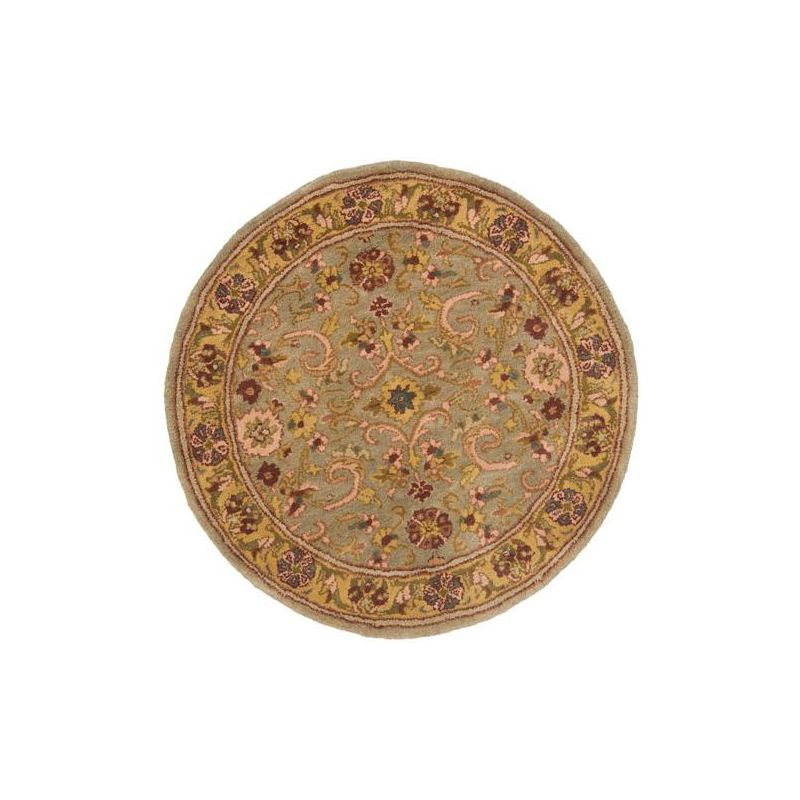 Heritage HG924 Handmade Area Rug - 6' Round - Grey/Gold - Safavieh