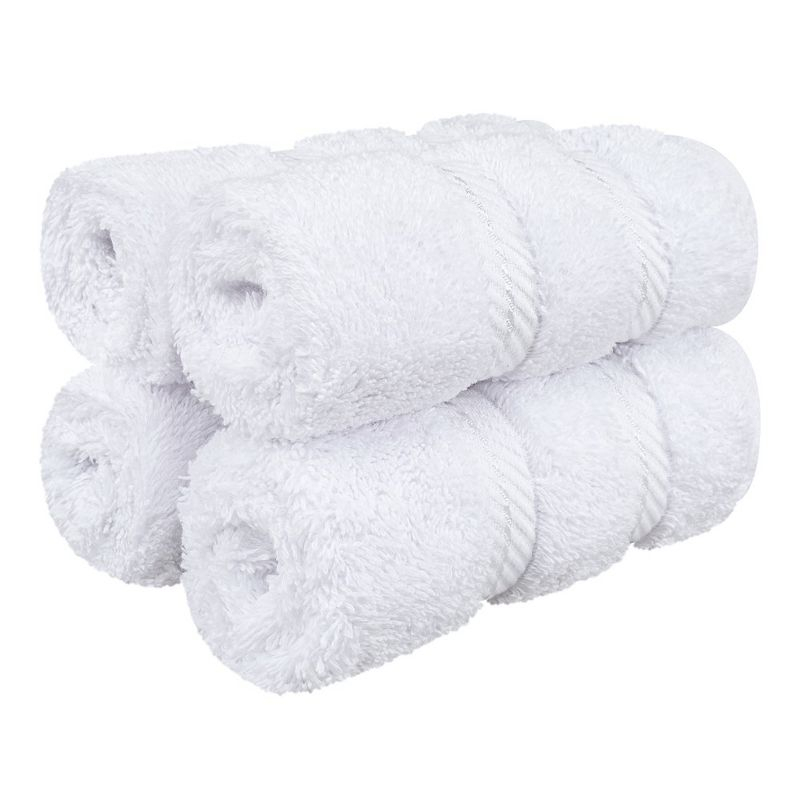 American Soft Linen 4 Pack Washcloth Set, 100% Cotton Washcloth Hand Face Towels for Bathroom and Kitchen, White