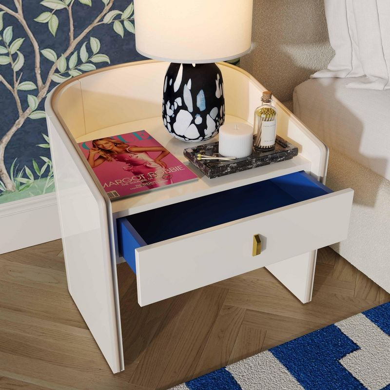 Collins Lacquer Nightstand Cream 21.9"W x 19"D x 21.5"H