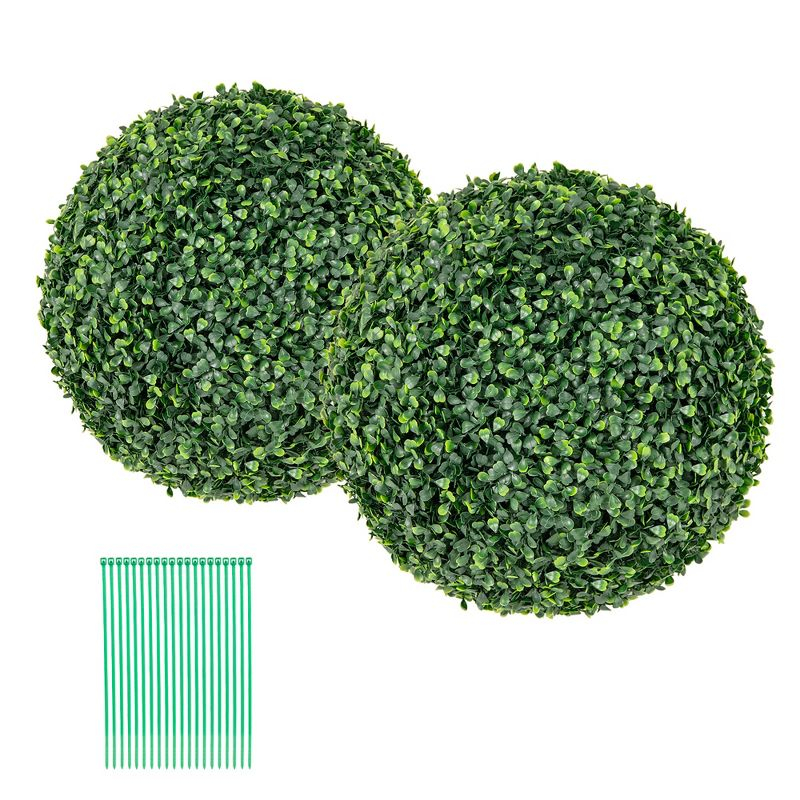 Tangkula 2 PCS 16" Artificial Boxwood Topiary Balls Sun-protective Round Greenery Bushes