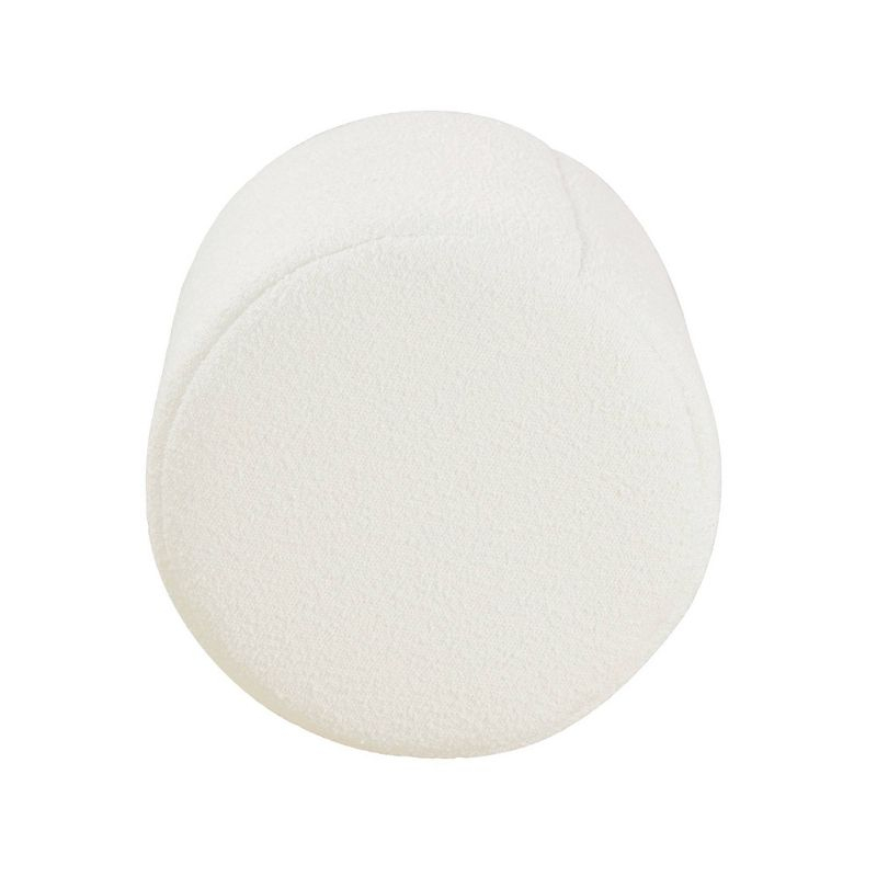 Round Upholstered Ottoman Cream Boucle - HomePop: Textured, No Assembly, 250lb Capacity