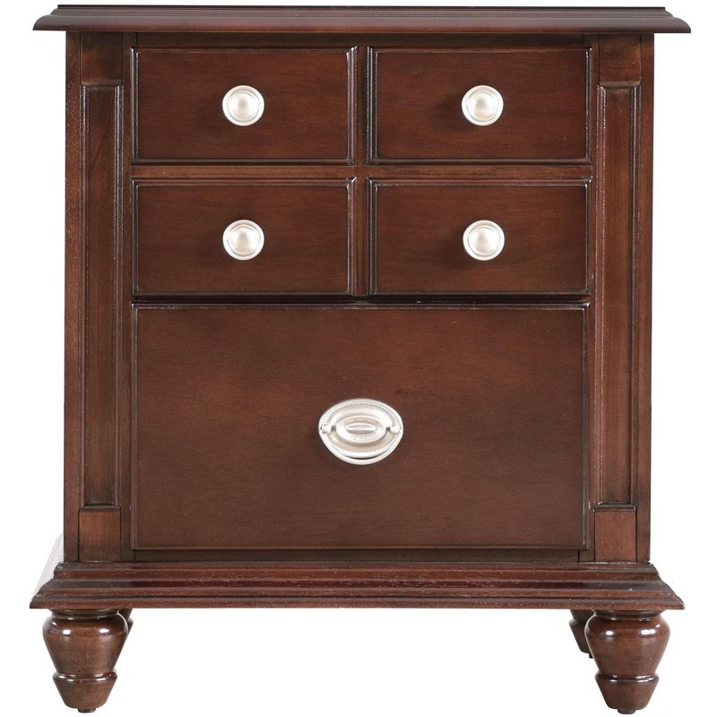 Passion Furniture Summit 5-Drawer Cappuccino Nightstand (27 in. H x 16 in. W x 24 in. D)
