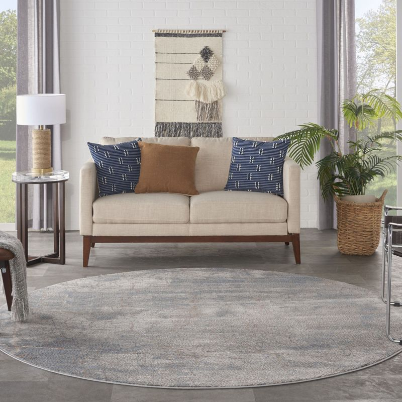 Nourison Rustic Textures Indoor Area Rug Light Grey/Blue 5'3" x Round
