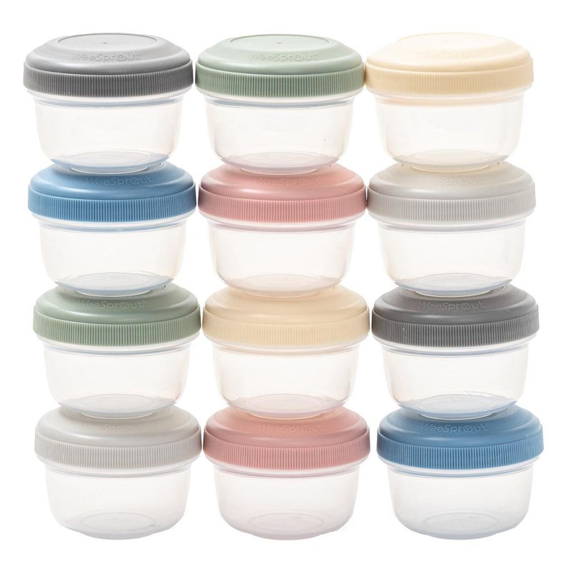 WeeSprout Leakproof Baby Food Storage, Small Plastic Containers with Lids - 4oz, Variety Matte, Set of 12