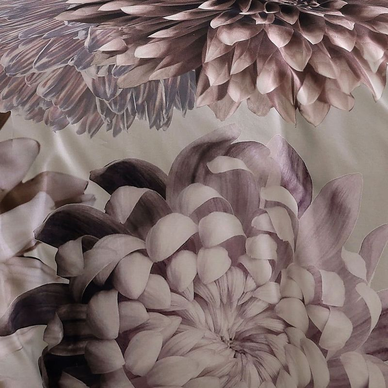 Bebejan Dahlia 200 Thread Count 100% Cotton Sateen 3 Piece Reversible Duvet Cover Set - Queen