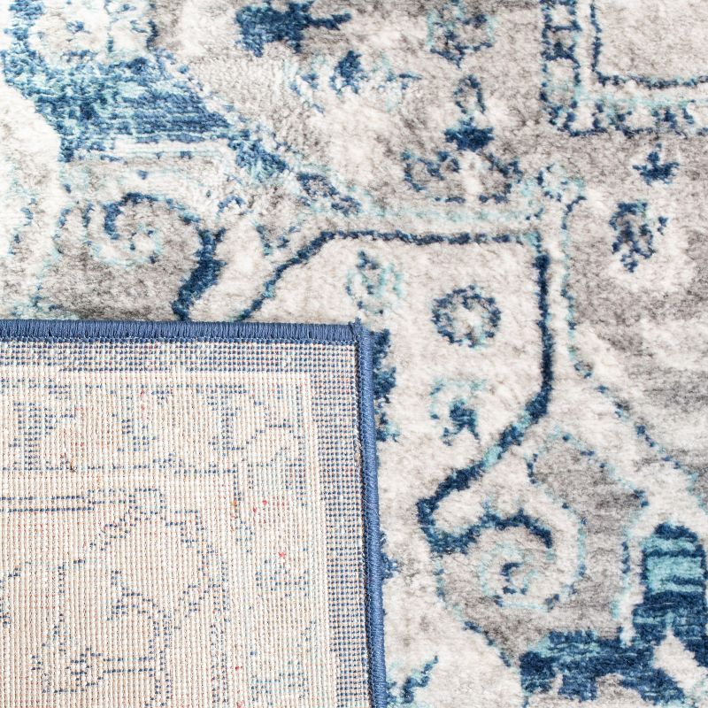 Brentwood BNT851 Power Loomed Indoor Area Rug - Light Grey/Blue - 5'x5' - Safavieh