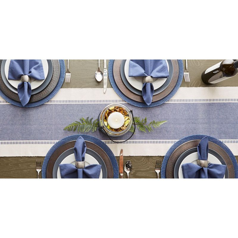 Design Imports  Ribbed Dobby Stripe Table Runner, French Blue, 13X108"