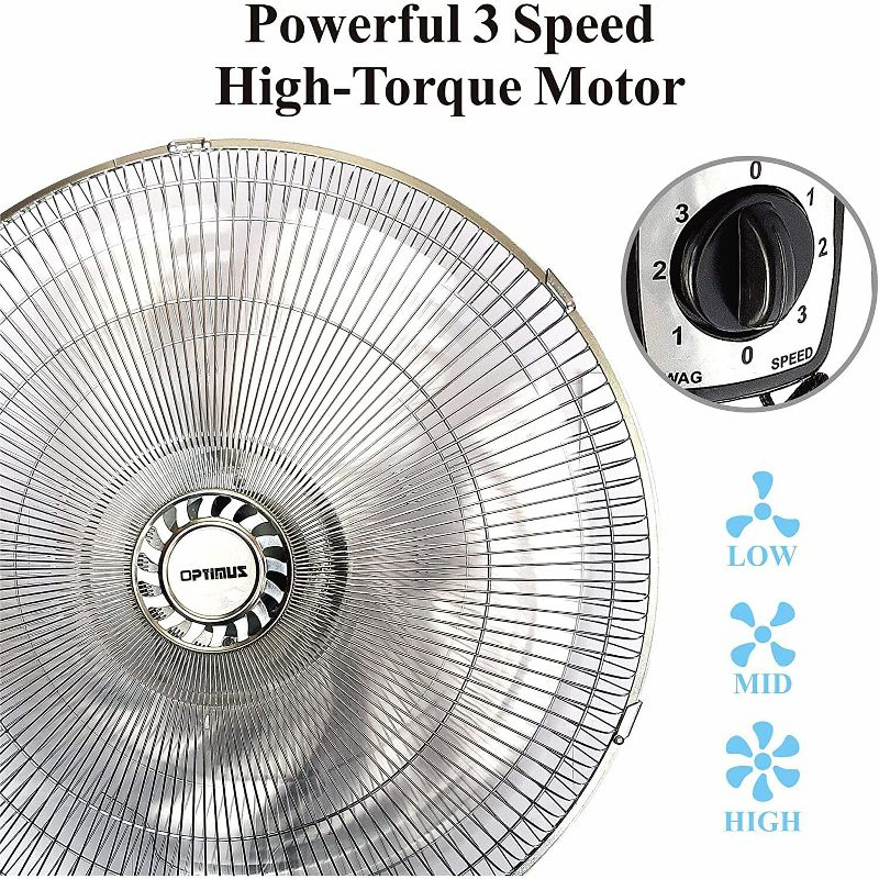 Optimus F-4187 18" Industrial Grade High Velocity Oscillating Wall Fan 18" Industrial Grade Oscillating Wall Fan