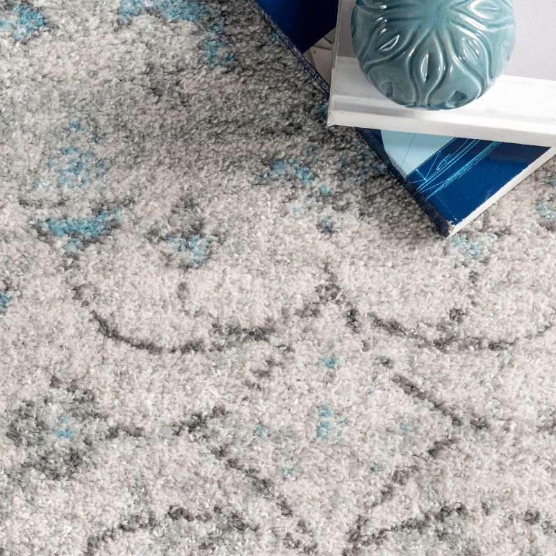 8'x10' Vintage Rio Area Rug Aqua- nuLOOM: Shabby Chic, Stain-Resistant, Low Pile, Machine Made, Indoor Use