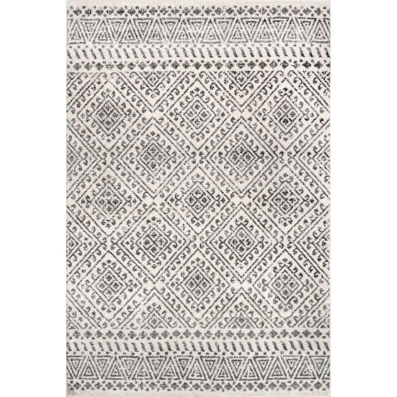 Nuloom Camila Geometric 7x9 Indoor Area Rug for Living Room Bedroom Dining Room Kitchen, Off White/Ivory