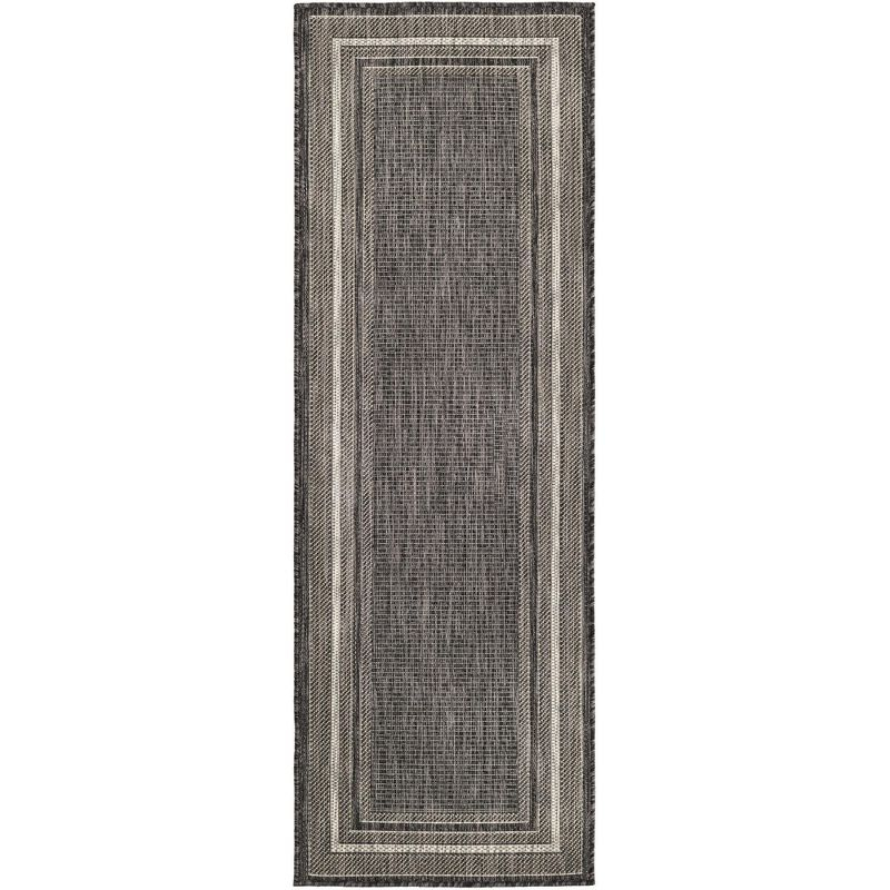Unique Loom 2' 0 x 6' 1 Runner Indoor/Outdoor Border Black Runner Rug
