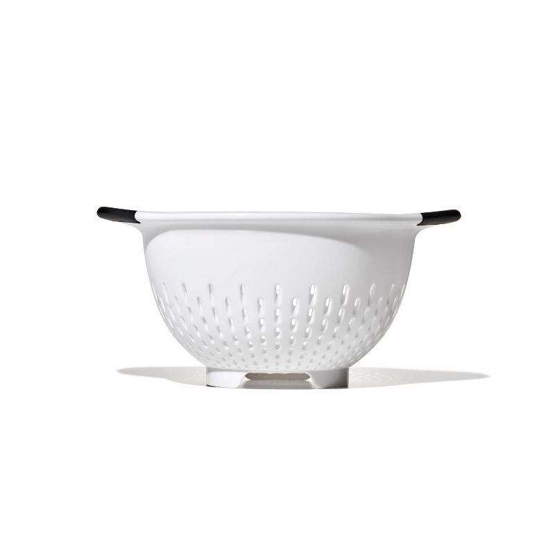 OXO Softworks Colander with Black Handles: 3 Qt White Plastic Strainer, Dishwasher-Safe Kitchen Drainer