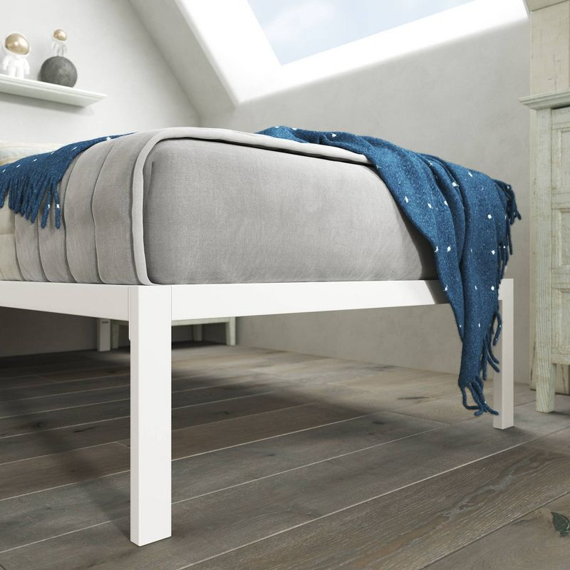 Twin Mia 14" Metal Platform Bed Frame White - Zinus: Steel Support, No Box Spring, Underbed Storage