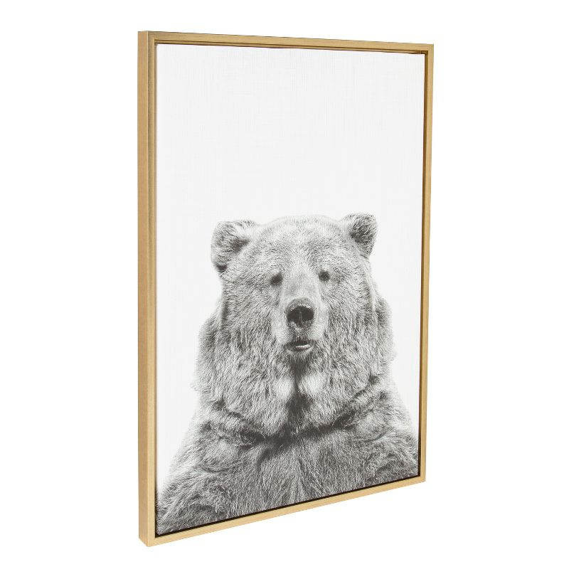 23" x 33" Sylvie Bear Framed Canvas by Simon Te Tai Gold - Kate & Laurel All Things Decor: Modern Animal Wall Art, Plastic Frame