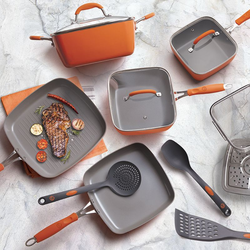 MasterChef MC3006 17 Pieces Champions Square Cookware Set Orange