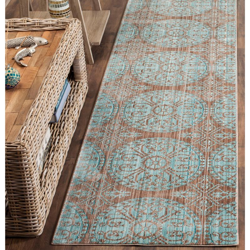 Valencia VAL214 Power Loomed Indoor Runner Rug - Brown/Alpine - 2'3"x8' - Safavieh