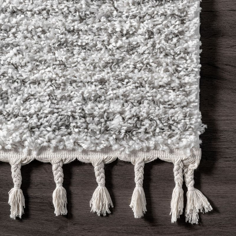 Nuloom Bria Geometric 5x8 Shag Indoor Area Rug for Living Room Bedroom Dining Room Nursery, White/Ivory