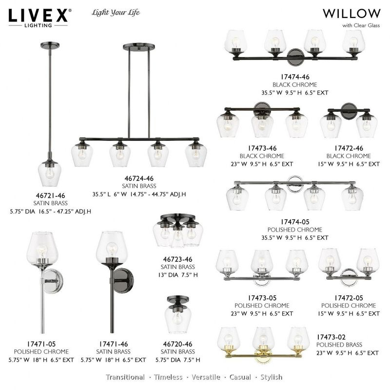 Livex Lighting Willow 4 - Light Chandelier in  Black Chrome