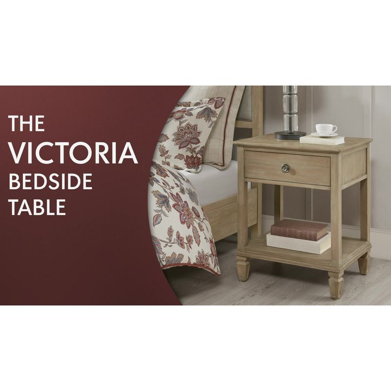 Victoria Nightstand Natural: Madison Park, Rubberwood Frame, Wood Veneer Surface, Transitional Style