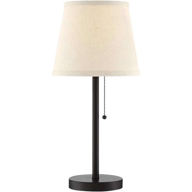 360 Lighting Modern Desk Table Lamp with Hotel Style USB and AC Power Outlet in Base 20" High Bronze Metal Oatmeal Drum Shade for Bedroom Office