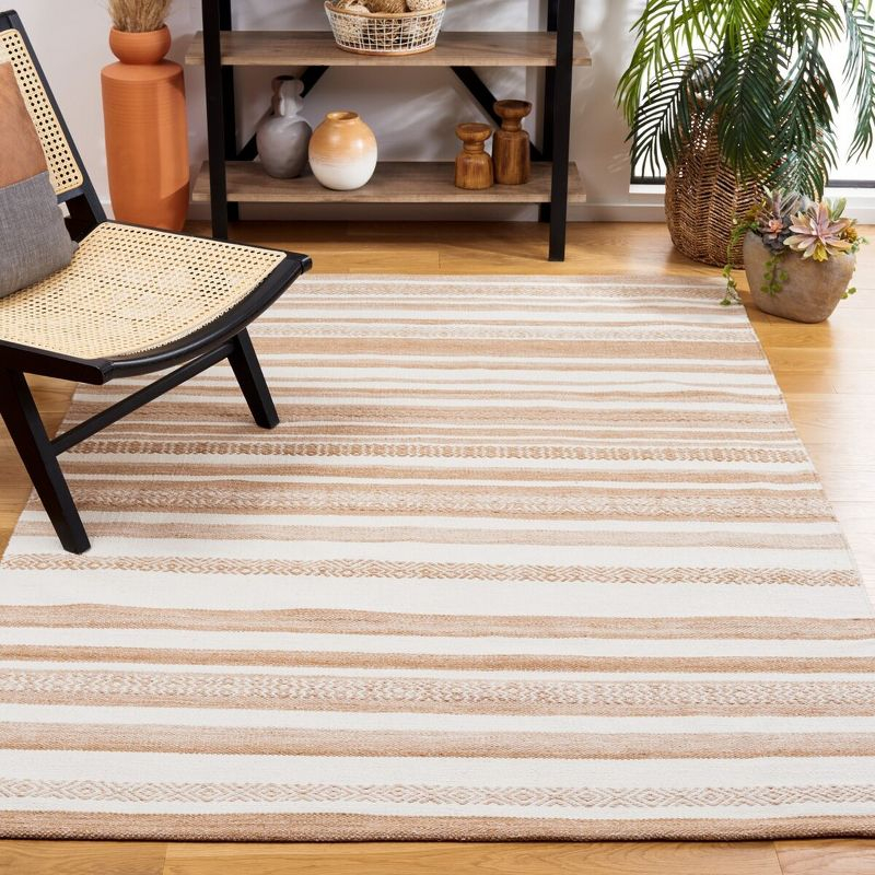 Striped Kilim STK428 Hand Woven Area Rug - Beige/Ivory - 4'x6' - Safavieh.