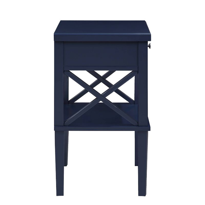 Comfort Pointe Marta Nightstand Midnight Blue: Transitional Style Bedside Table with Shelf, MDF & Hardwood
