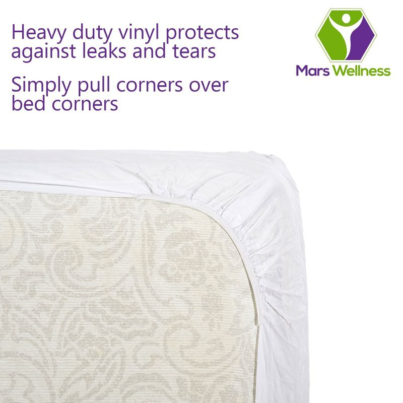 Mars Wellness Waterproof Vinyl Mattress Protector and Cover - White Mattress Cover Sheet  Fitted Twin