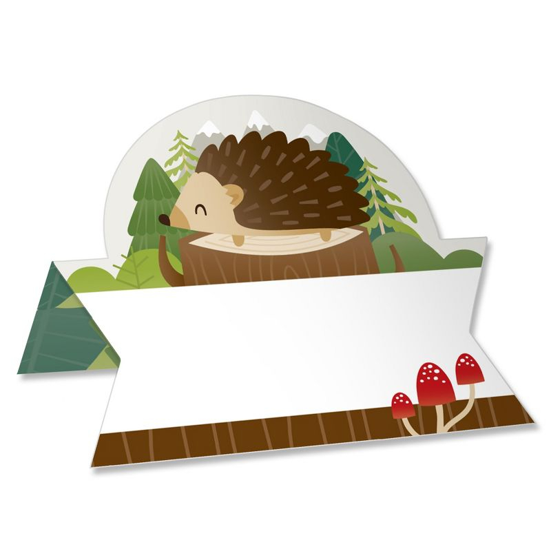 Big Dot of Happiness Forest Hedgehogs - Woodland Birthday Party or Baby Shower Tent Buffet Card - Table Setting Name Place Cards - Set of 24