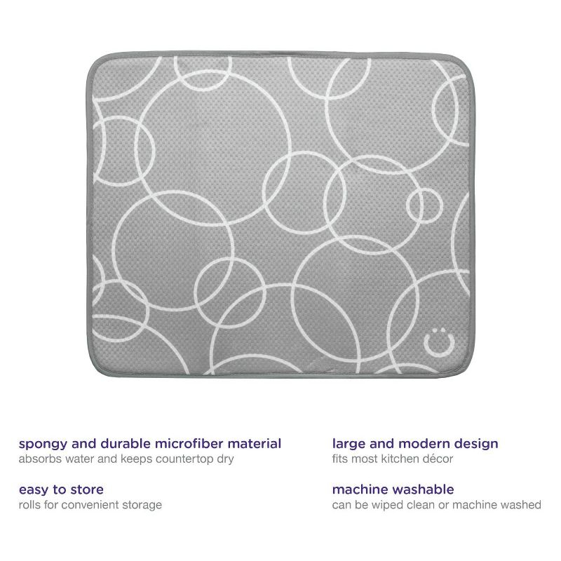 LunaLulinlk Microfiber Kitchen Counter Dish Drying Mats, Gray, Set of 2