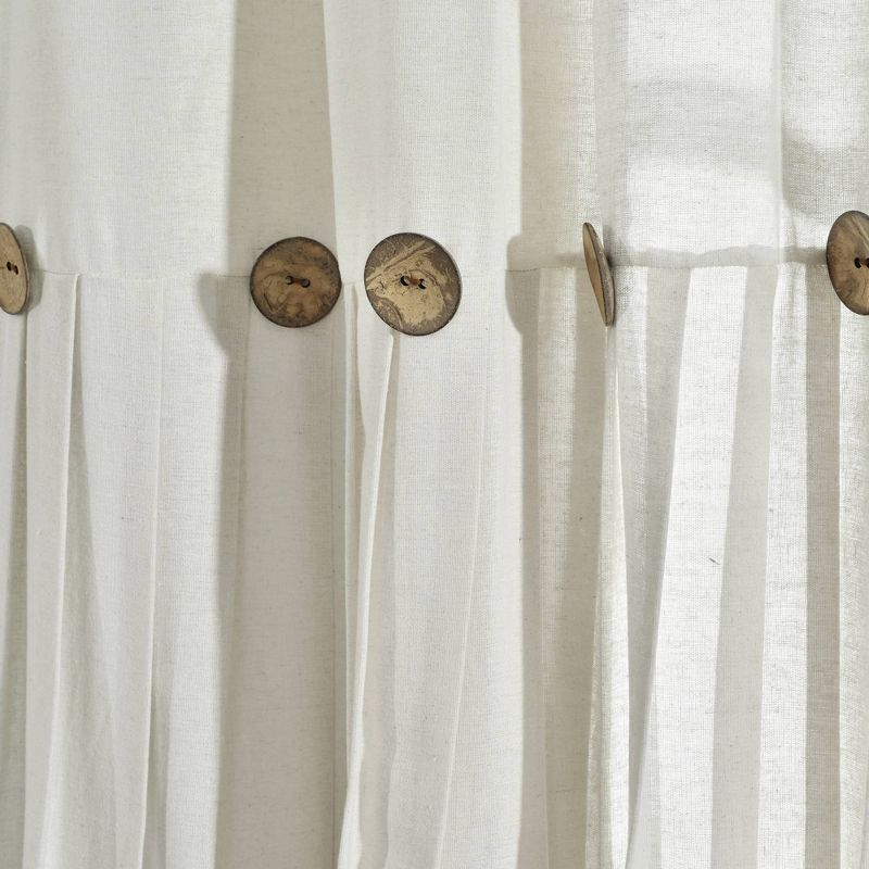 Set of 2 (36"x29") Farmhouse Linen Button Kitchen Curtain Tiers Off White - Lush Décor: Solid Cotton & Linen Rod Pocket