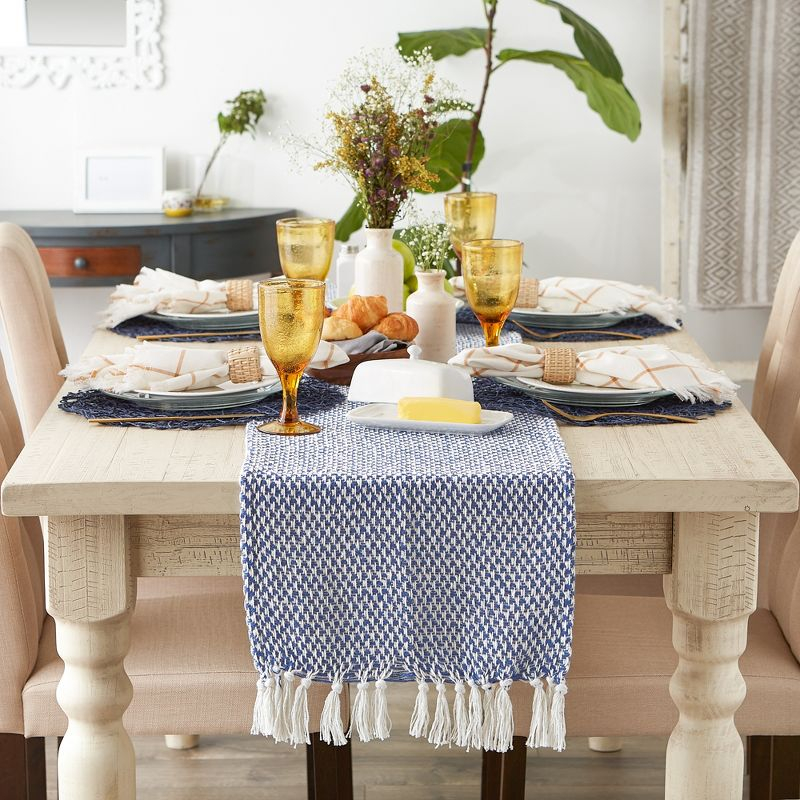 Design Imports  Nautical Blue Woven Table Runner 15X108