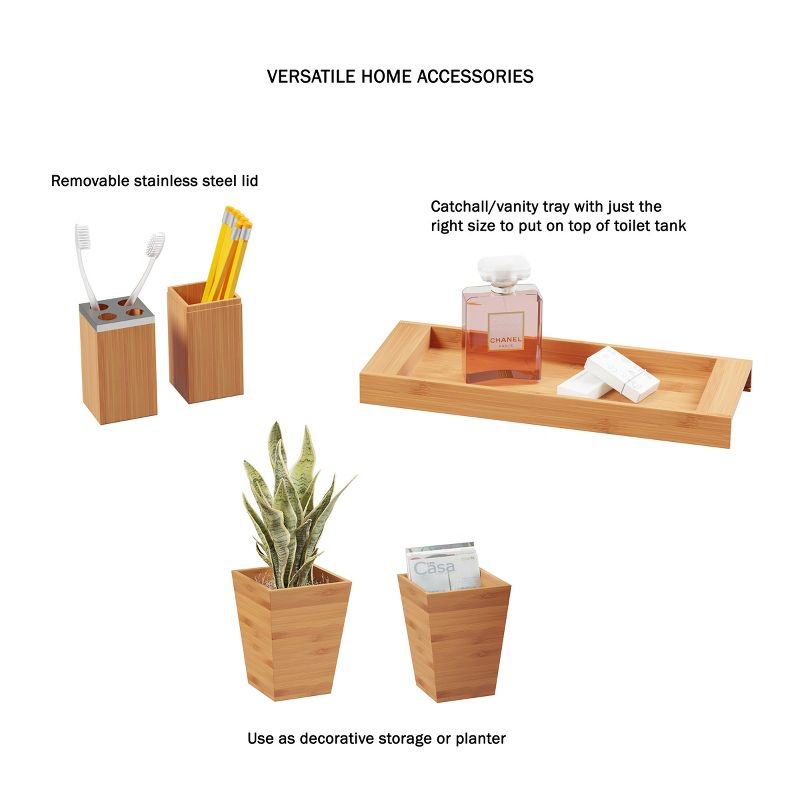 Hastings Home Bamboo Bathroom Accessories Set - 5 Pieces